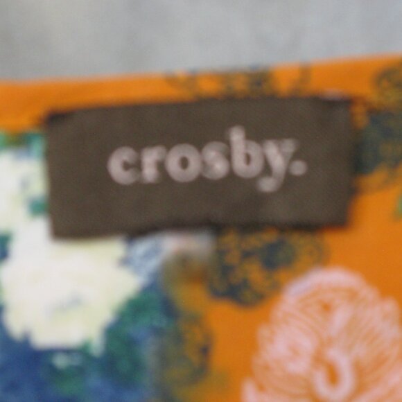 Crosby Orange/Blue Floral Pull Over 3/4 Sleeve Blouse Size Small - Picture 7 of 7